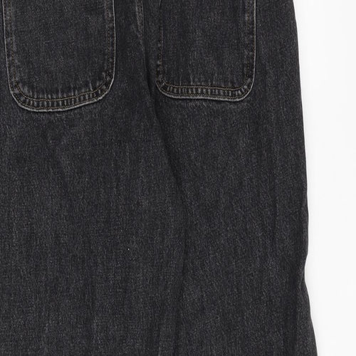 ASOS Womens Black Cotton Wide-Leg Jeans Size 30 in L32 in Regular Zip