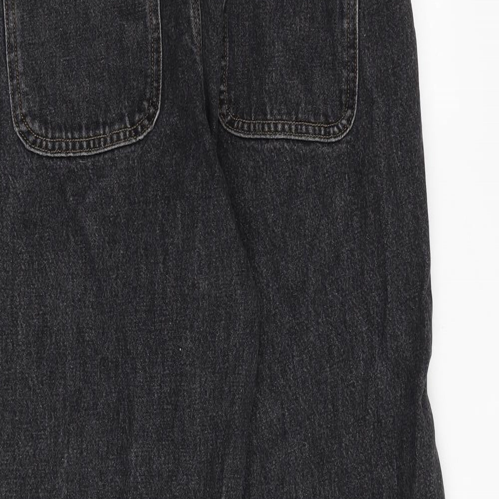 ASOS Womens Black Cotton Wide-Leg Jeans Size 30 in L32 in Regular Zip