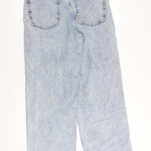 H&M Womens Blue Cotton Wide-Leg Jeans Size 12 Regular Zip