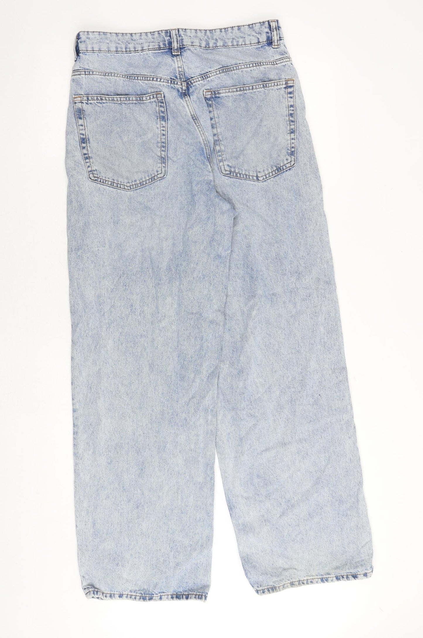 H&M Womens Blue Cotton Wide-Leg Jeans Size 12 Regular Zip