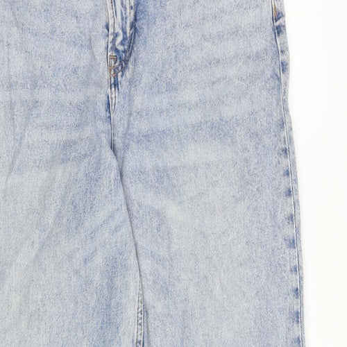 H&M Womens Blue Cotton Wide-Leg Jeans Size 12 Regular Zip