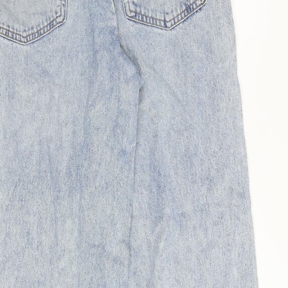 H&M Womens Blue Cotton Wide-Leg Jeans Size 12 Regular Zip