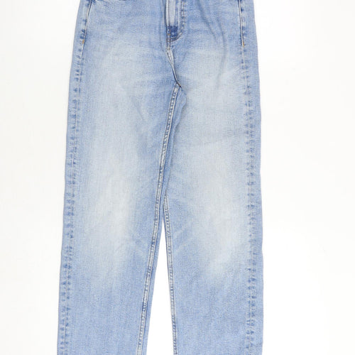 Marks and Spencer Womens Blue Cotton Straight Jeans Size 6 Regular Zip