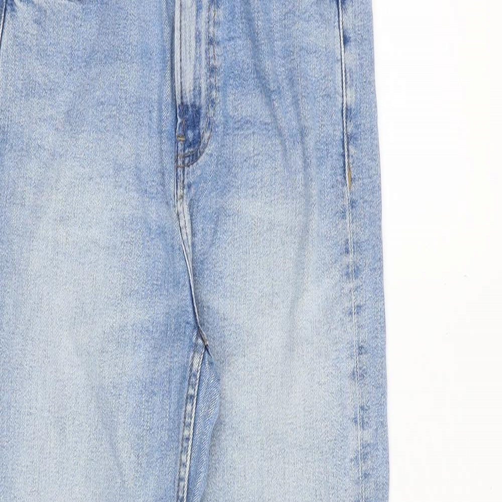 Marks and Spencer Womens Blue Cotton Straight Jeans Size 6 Regular Zip
