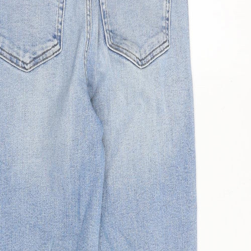 Marks and Spencer Womens Blue Cotton Straight Jeans Size 6 Regular Zip
