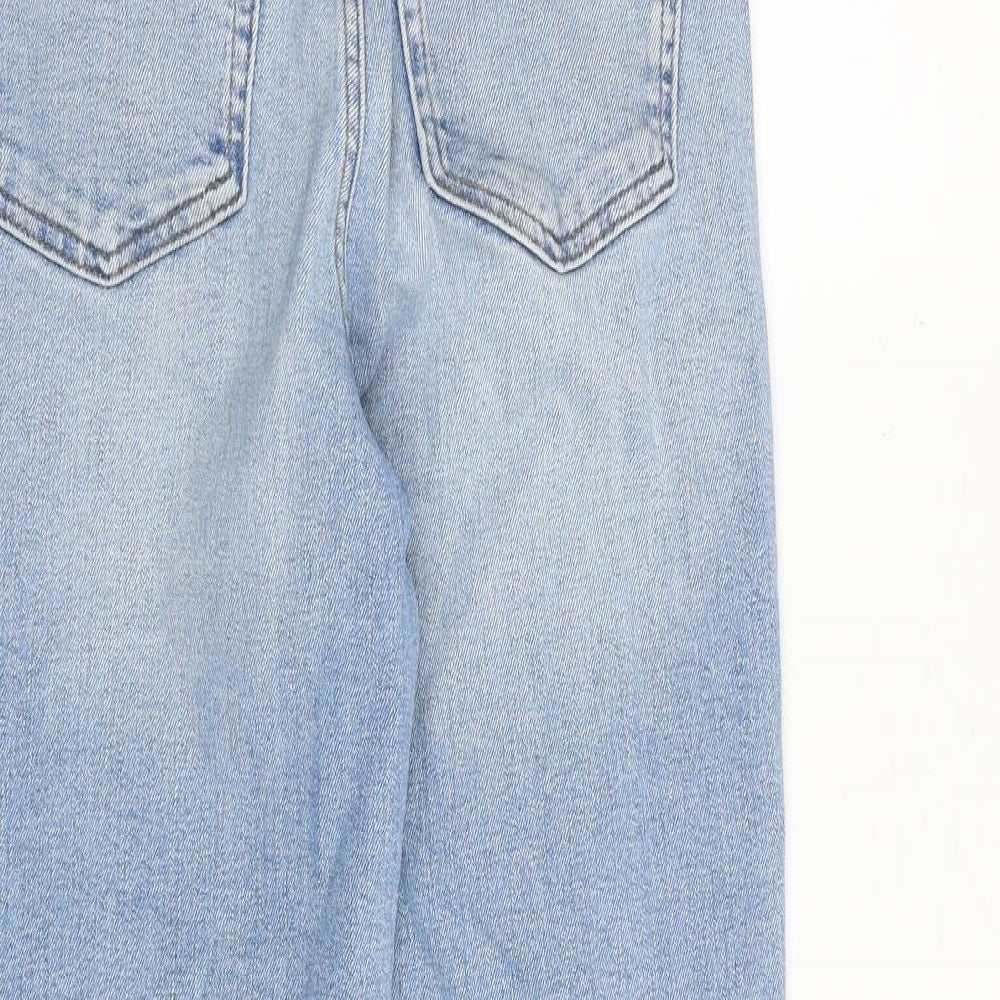 Marks and Spencer Womens Blue Cotton Straight Jeans Size 6 Regular Zip