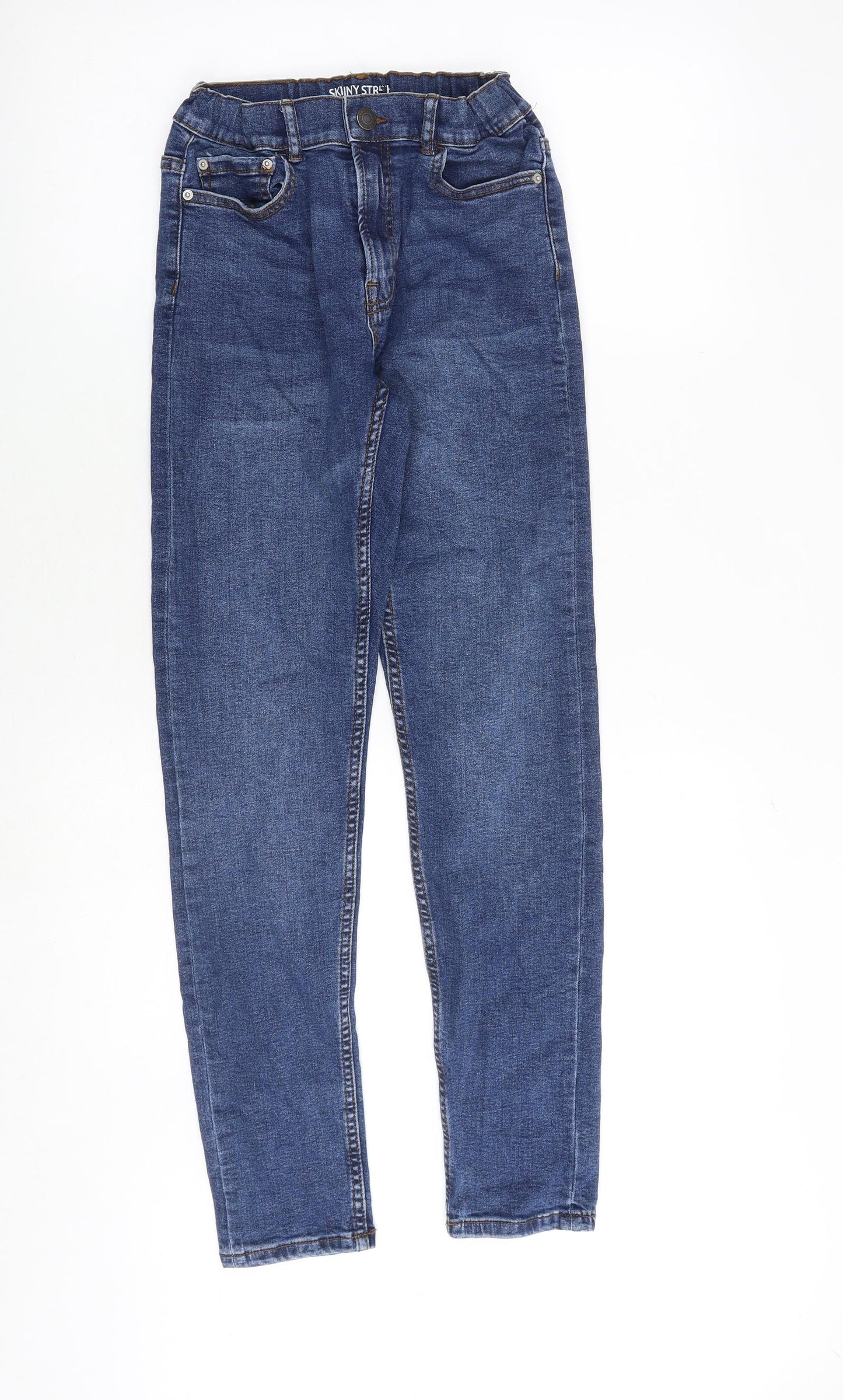 Zara Boys Blue Cotton Skinny Jeans Size 13-14 Years Regular Zip