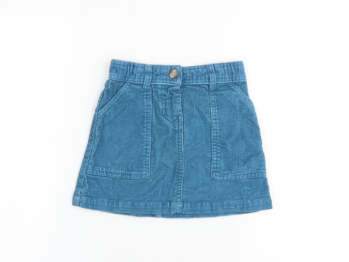 John Lewis Girls Blue 100% Cotton A-Line Skirt Size 5 Years Regular Zip