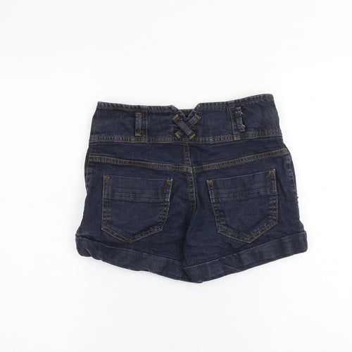 Miss Selfridge Womens Blue Cotton Sailor Shorts Size 10 Regular Zip