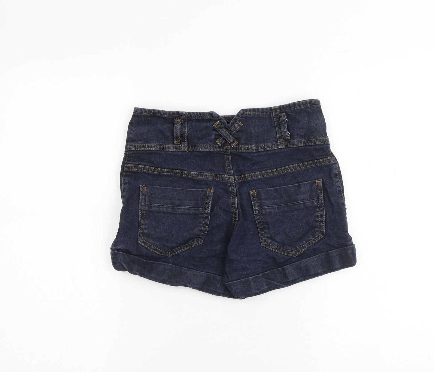 Miss Selfridge Womens Blue Cotton Sailor Shorts Size 10 Regular Zip