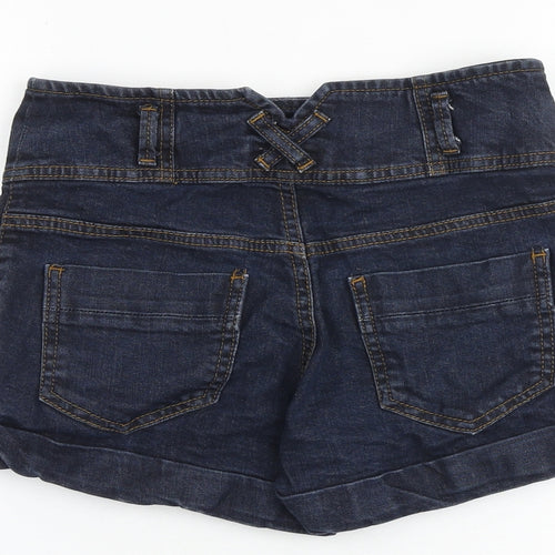 Miss Selfridge Womens Blue Cotton Sailor Shorts Size 10 Regular Zip