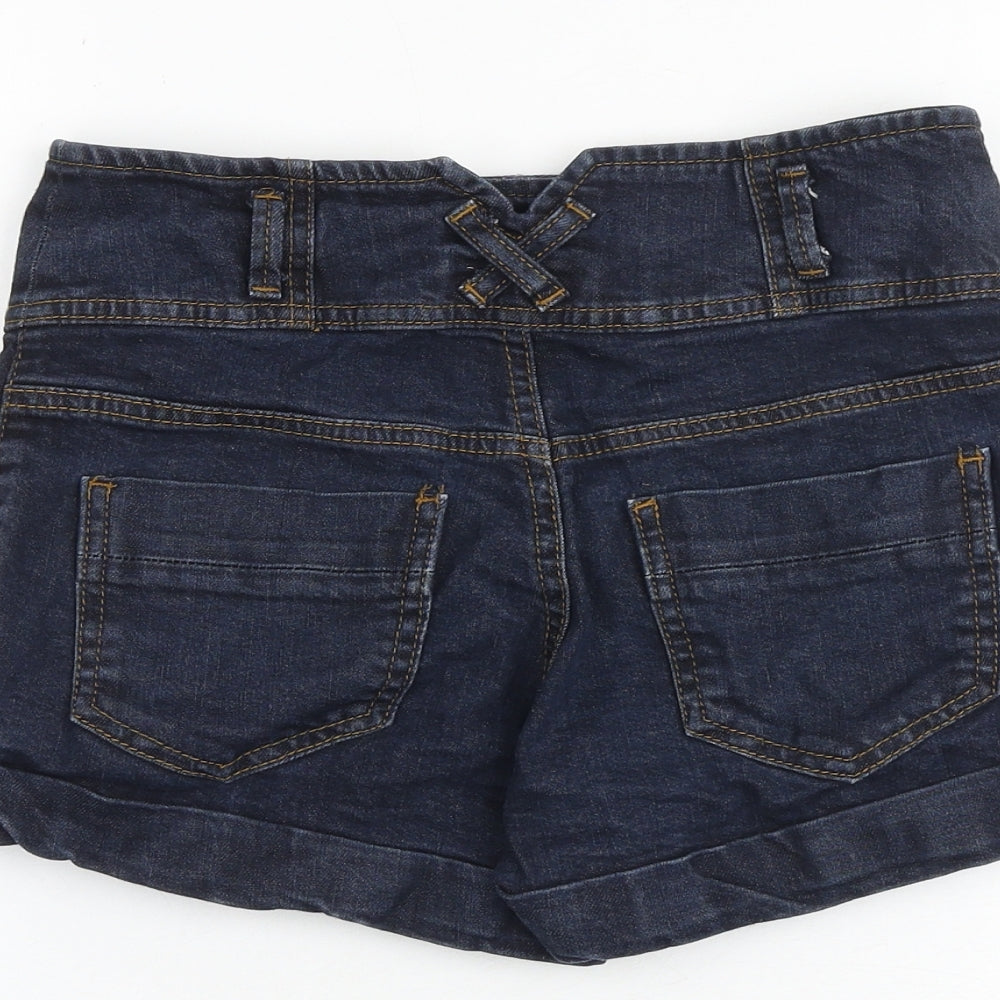 Miss Selfridge Womens Blue Cotton Sailor Shorts Size 10 Regular Zip