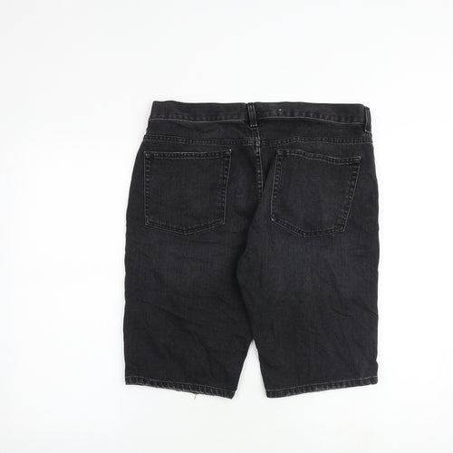 Topman Mens Black Cotton Chino Shorts Size 36 in Regular Button
