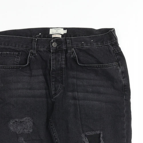Topman Mens Black Cotton Chino Shorts Size 36 in Regular Button