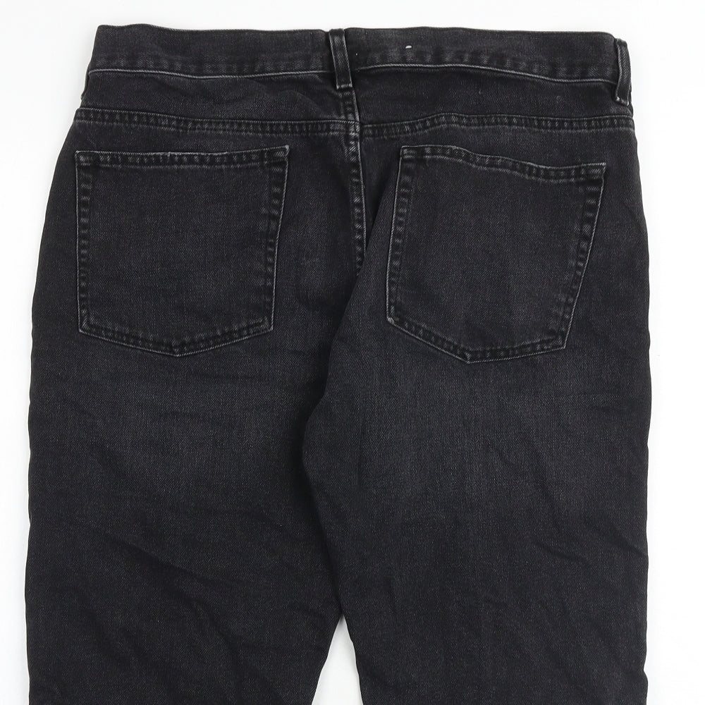 Topman Mens Black Cotton Chino Shorts Size 36 in Regular Button