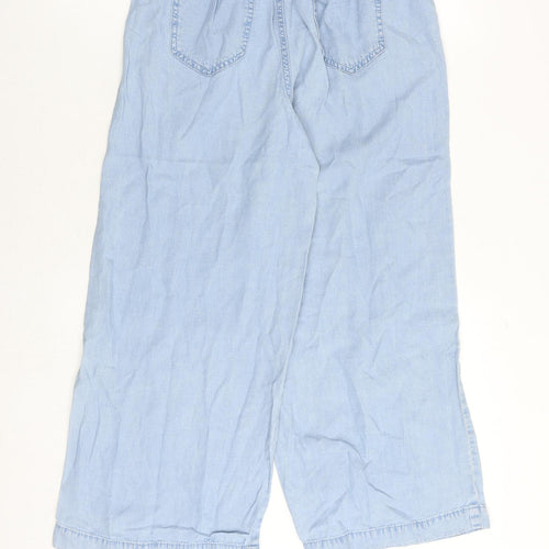 Marks and Spencer Womens Blue Lyocell Trousers Size 8 Regular Tie