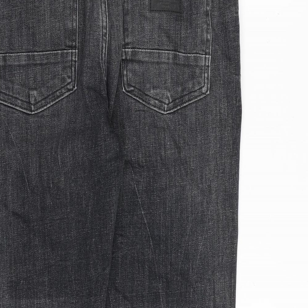 Zara Womens Grey Cotton Boyfriend Jeans Size 14 Regular Zip