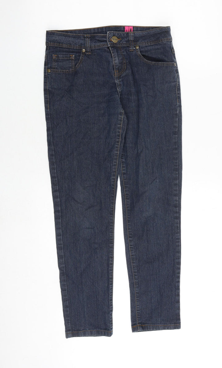 YESYES Womens Blue Cotton Tapered Jeans Size 10 Regular Zip