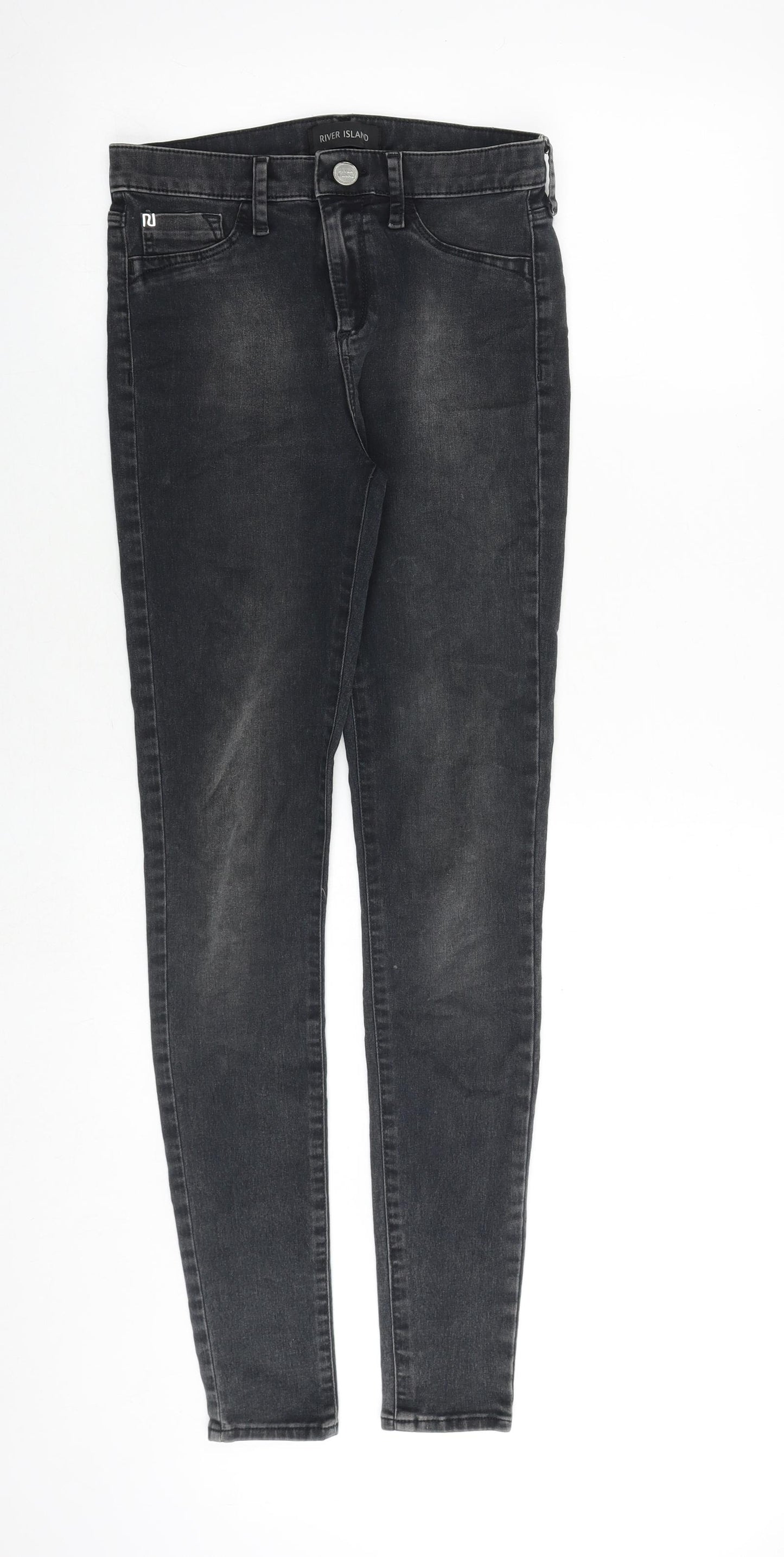 River Island Womens Grey Cotton Skinny Jeans Size 8 Regular Zip