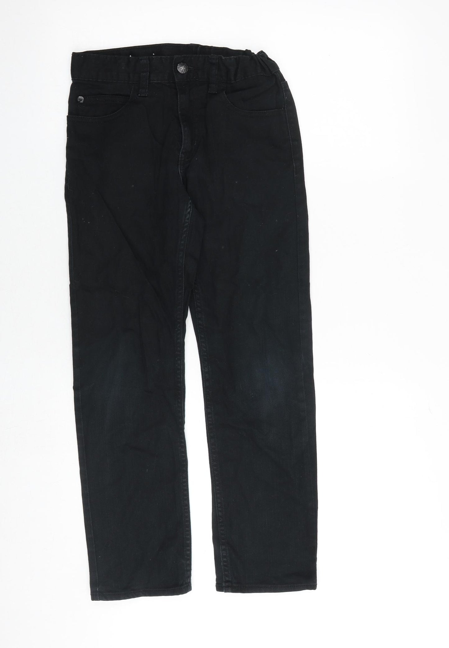 H&M Boys Black Cotton Straight Jeans Size 11 Years Regular Zip