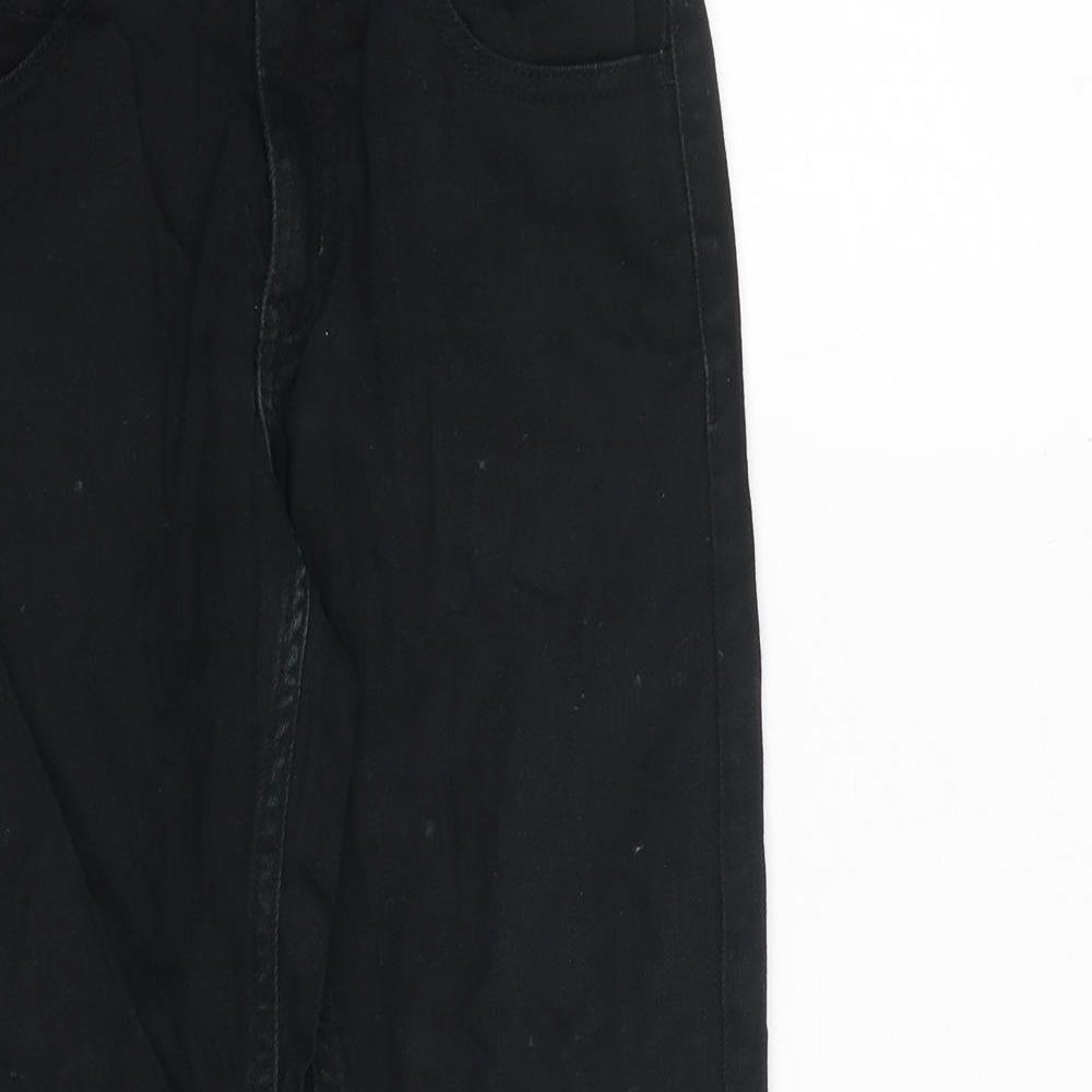 H&M Boys Black Cotton Straight Jeans Size 11 Years Regular Zip