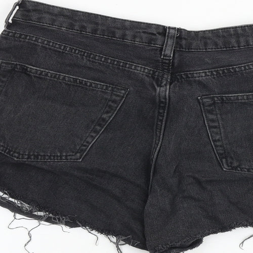 Topshop Womens Grey 100% Cotton Hot Pants Shorts Size 12 Regular Zip - Distressed