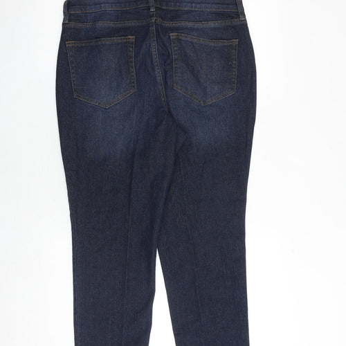 D&Co. Womens Blue Cotton Straight Jeans Size 16 Regular Zip