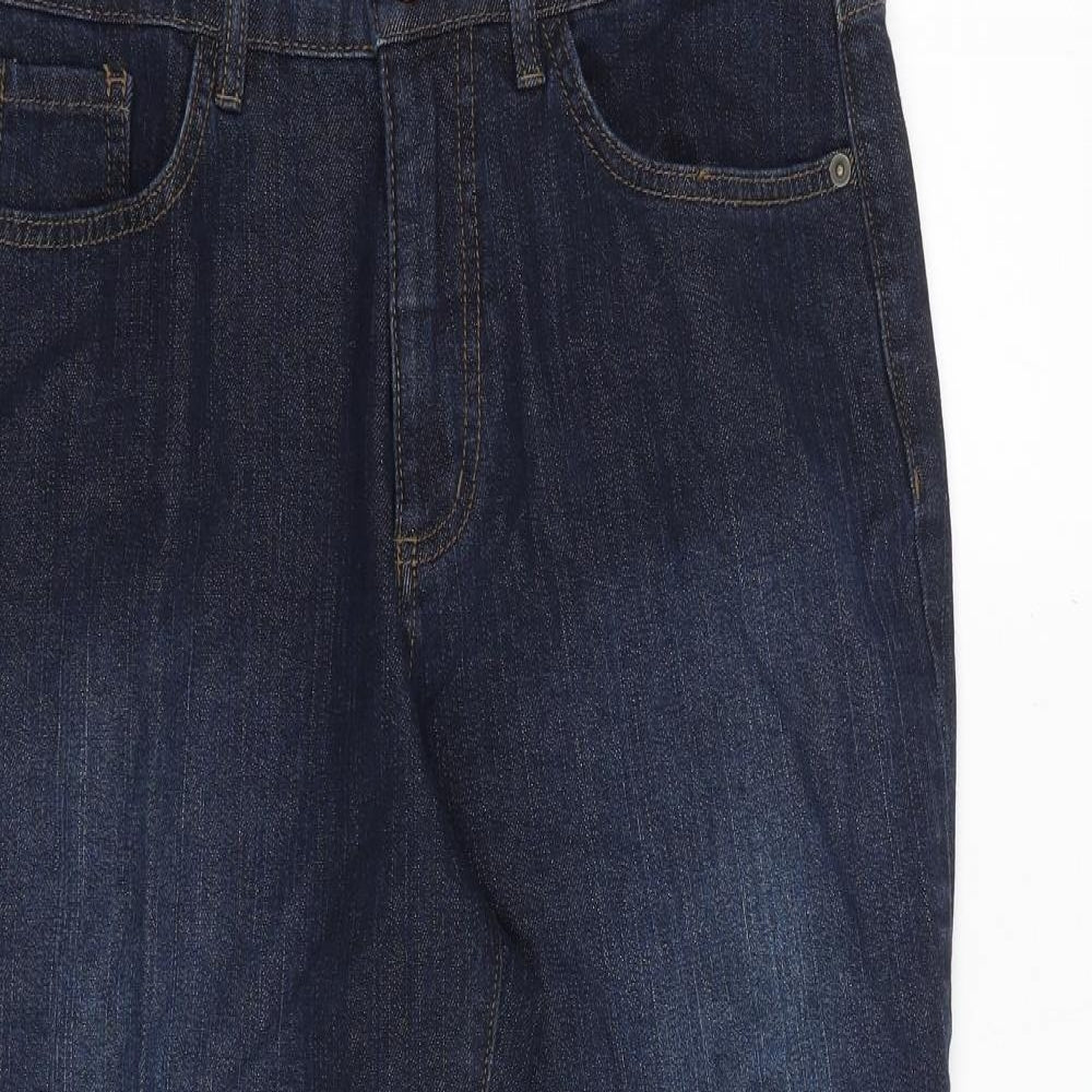 D&Co. Womens Blue Cotton Straight Jeans Size 16 Regular Zip