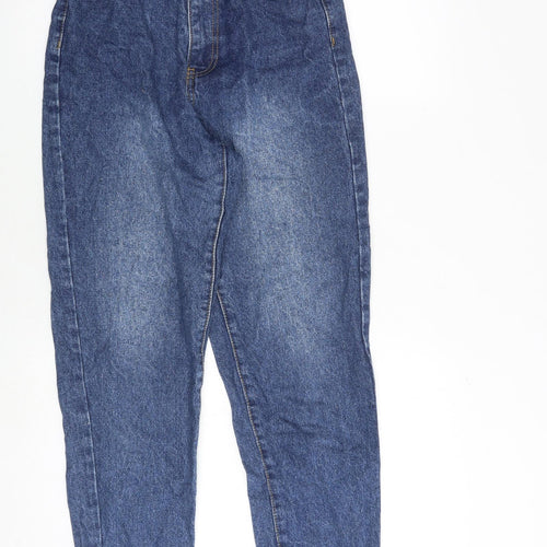 Missguided Womens Blue Cotton Mom Jeans Size 6 Regular Zip - High rise
