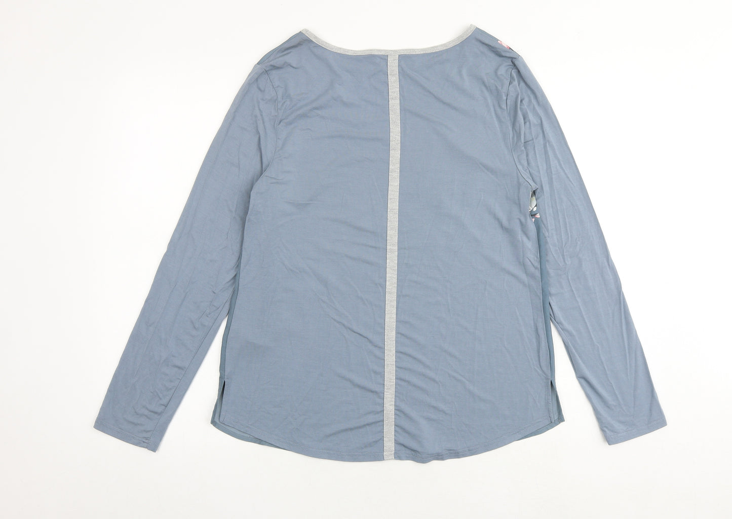 Oasis Womens Grey Floral Viscose Basic Blouse Size M Boat Neck