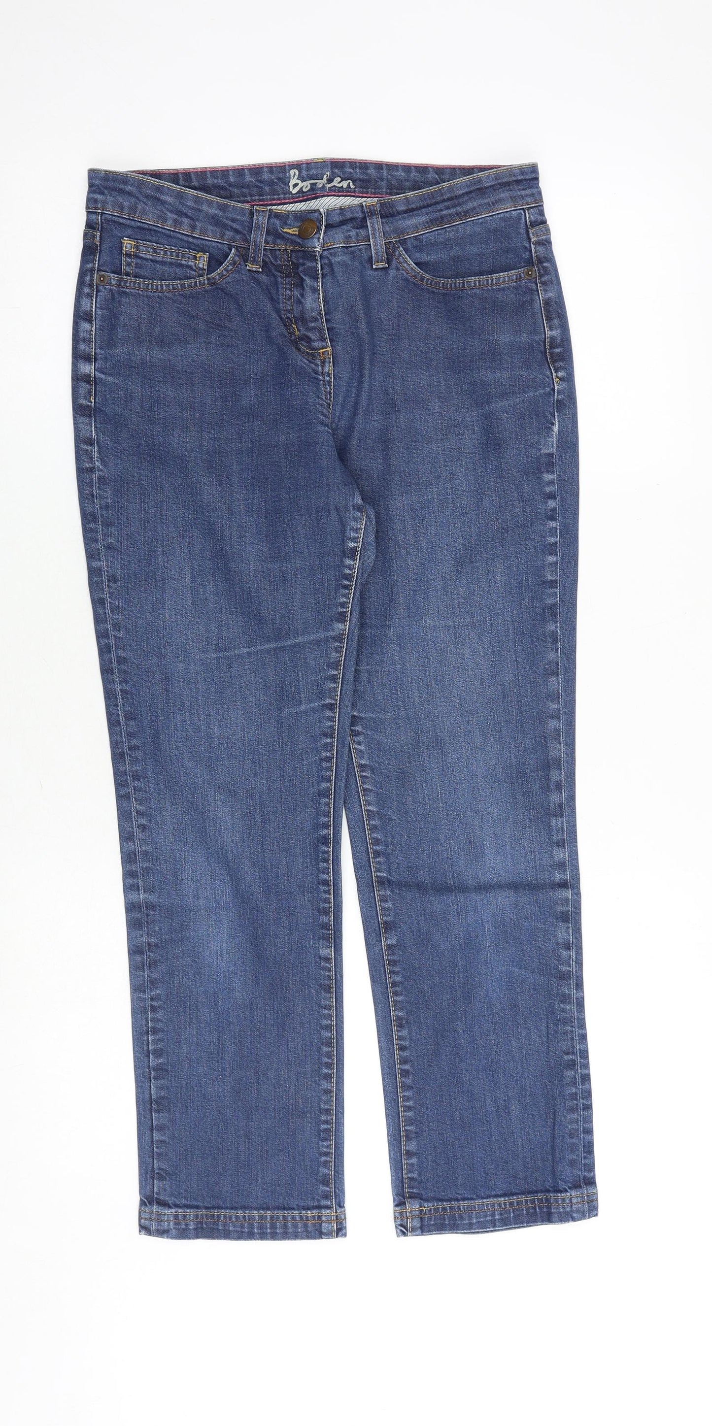 Boden Womens Blue Cotton Straight Jeans Size 10 Regular Zip