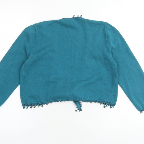 Phase Eight Womens Green V-Neck Cotton Cardigan Jumper Size 12 - Tie Front