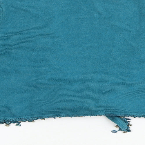 Phase Eight Womens Green V-Neck Cotton Cardigan Jumper Size 12 - Tie Front