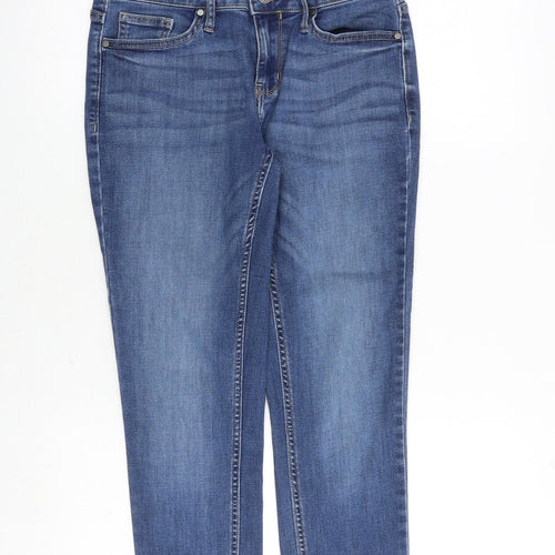 Calvin Klein Womens Blue Cotton Skinny Jeans Size 8 Regular Zip