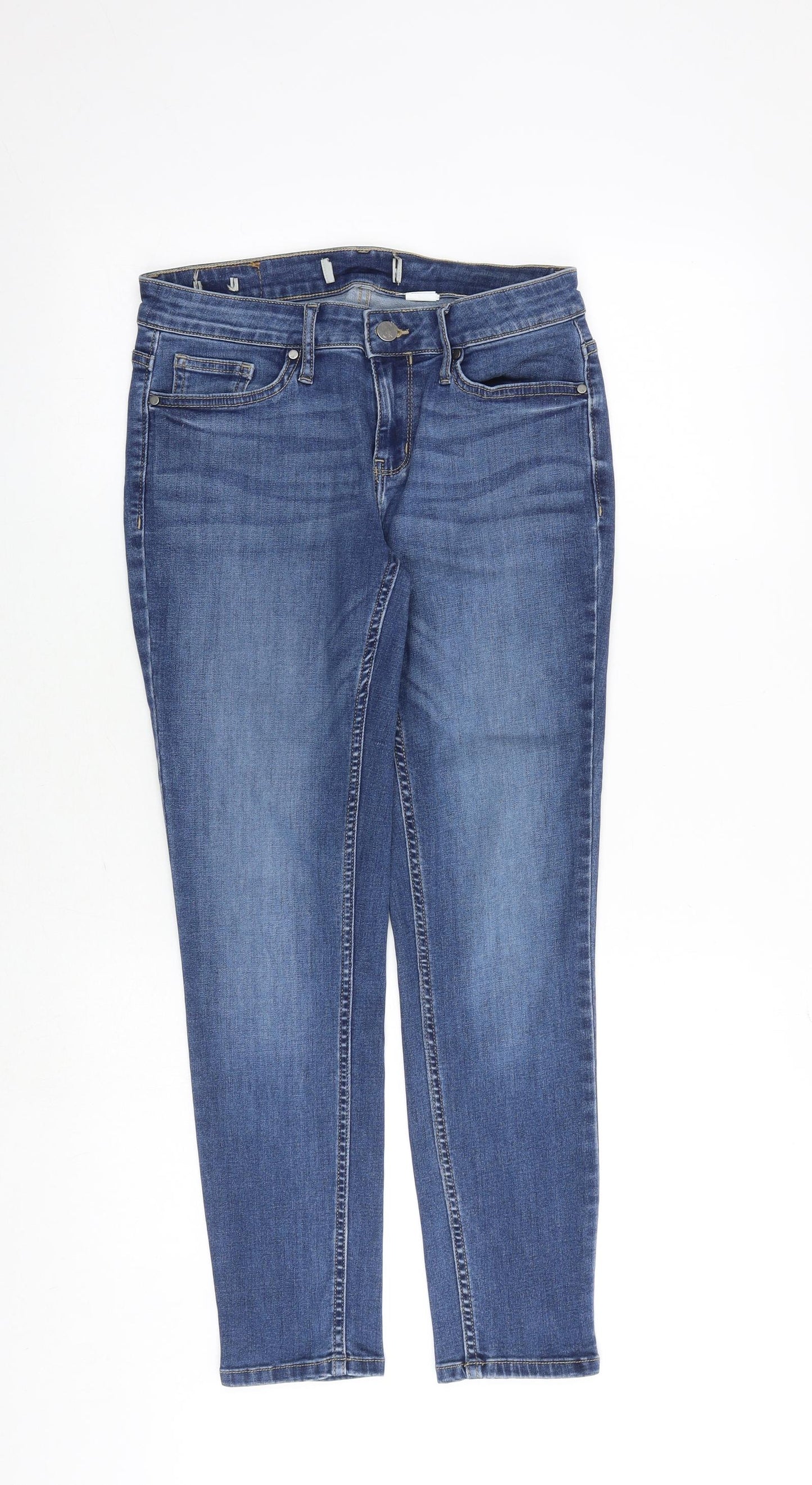 Calvin Klein Womens Blue Cotton Skinny Jeans Size 8 Regular Zip