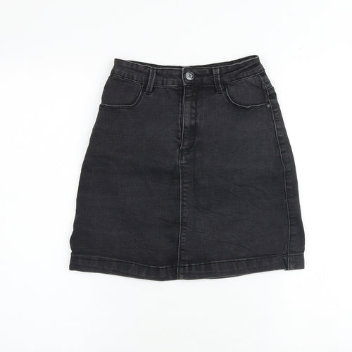 Missguided Womens Grey Cotton A-Line Skirt Size 8 Zip