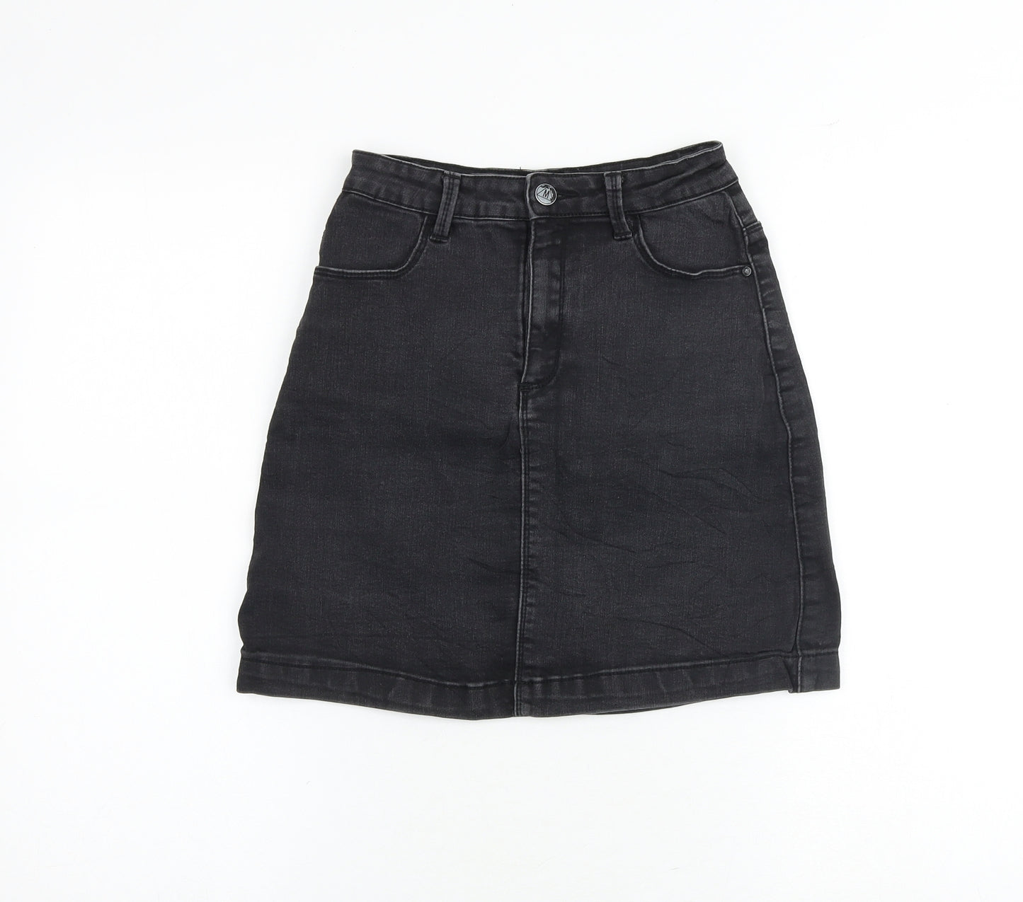 Missguided Womens Grey Cotton A-Line Skirt Size 8 Zip