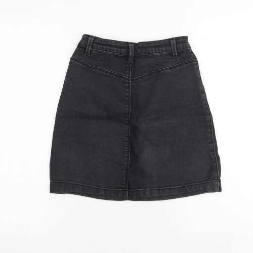 Missguided Womens Grey Cotton A-Line Skirt Size 8 Zip