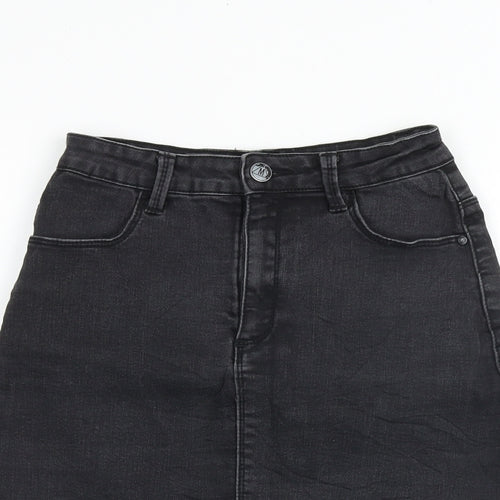 Missguided Womens Grey Cotton A-Line Skirt Size 8 Zip