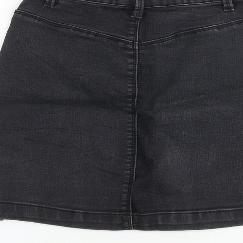 Missguided Womens Grey Cotton A-Line Skirt Size 8 Zip