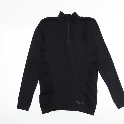 TCA Womens Black Polyester Pullover Casual Size S High Neck Zip