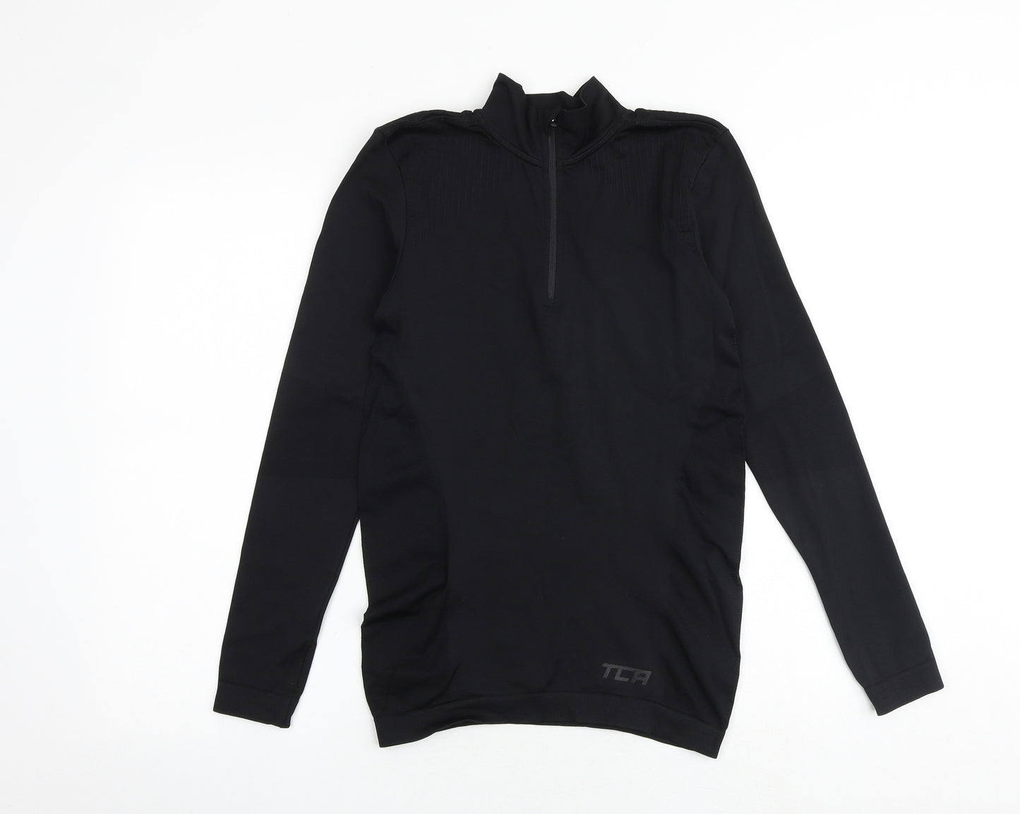 TCA Womens Black Polyester Pullover Casual Size S High Neck Zip