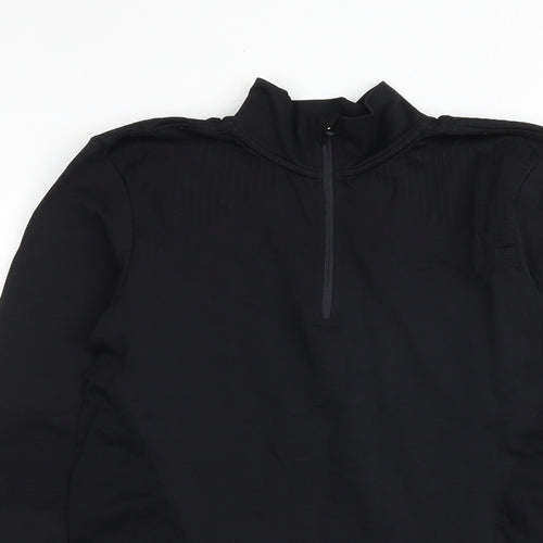 TCA Womens Black Polyester Pullover Casual Size S High Neck Zip