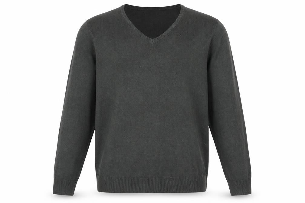 Marks and Spencer Mens Grey V-Neck Acrylic Pullover Jumper Size L Long Sleeve