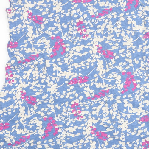 Lily & Me Womens Blue Geometric 100% Cotton Basic T-Shirt Size 12 Boat Neck