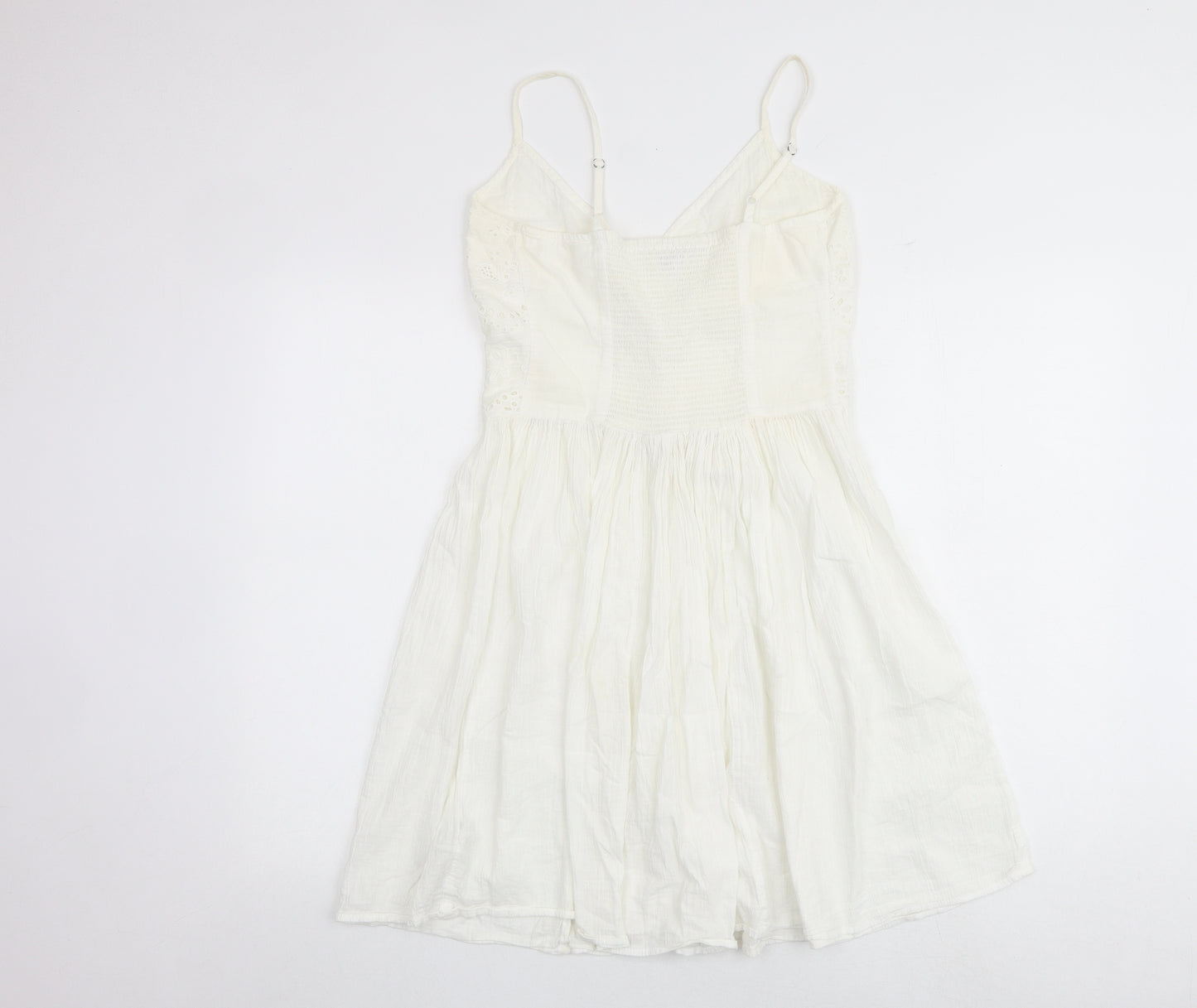 Monsoon Womens White 100% Cotton Slip Dress Size S V-Neck Pullover