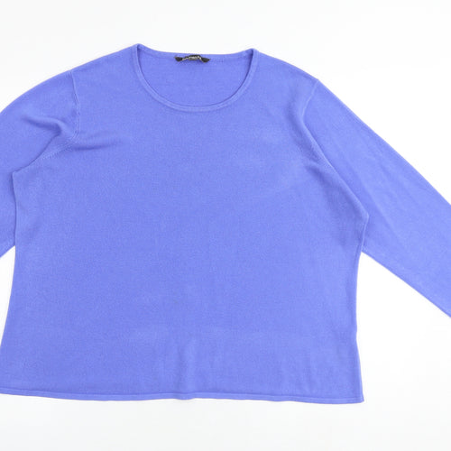 Bonmarché Womens Blue Round Neck Acrylic Pullover Jumper Size 20 - Size 20-22
