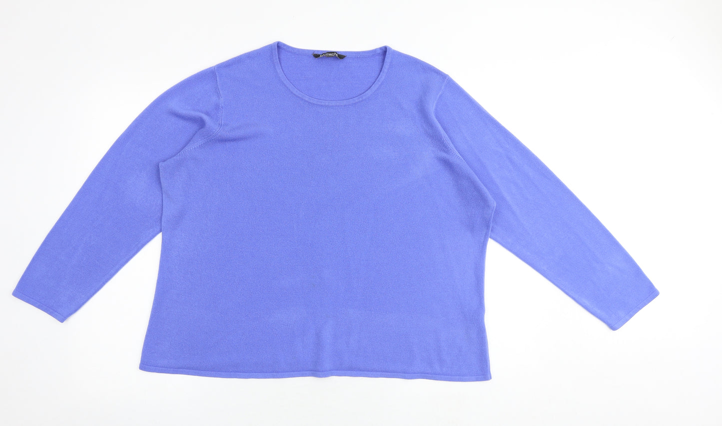 Bonmarché Womens Blue Round Neck Acrylic Pullover Jumper Size 20 - Size 20-22