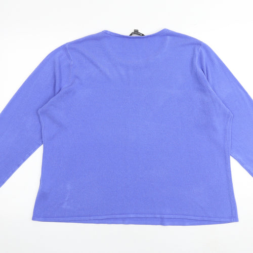 Bonmarché Womens Blue Round Neck Acrylic Pullover Jumper Size 20 - Size 20-22