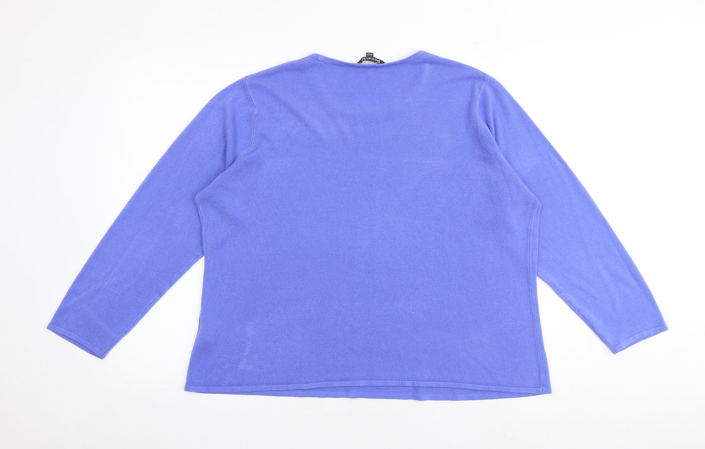 Bonmarché Womens Blue Round Neck Acrylic Pullover Jumper Size 20 - Size 20-22